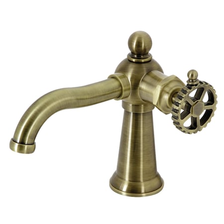 Kingston Brass Single-Handle Bathroom Faucet with Push Pop-Up, Antique Brass KS3543CG